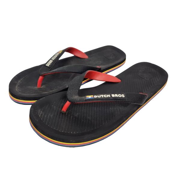 Dutch Bros Women's Black Flip Flops Size 10 - Picture 1 of 10
